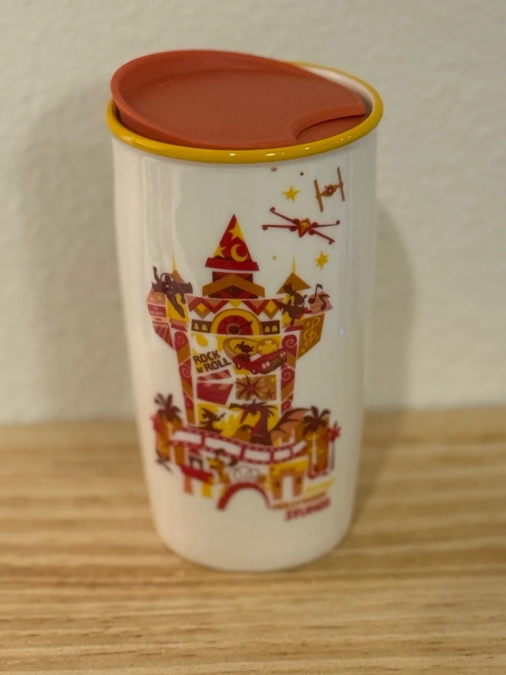 Disney Parks Starbucks Hollywood Studios Ceramic Tumbler 12 oz Swivel Lid